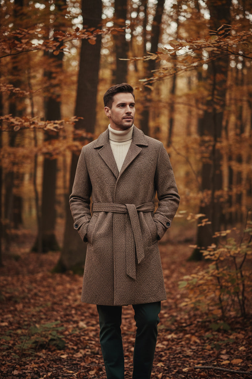 Cappotto da uomo in lana a pied-de-poule – Stile Gentleman Vintage