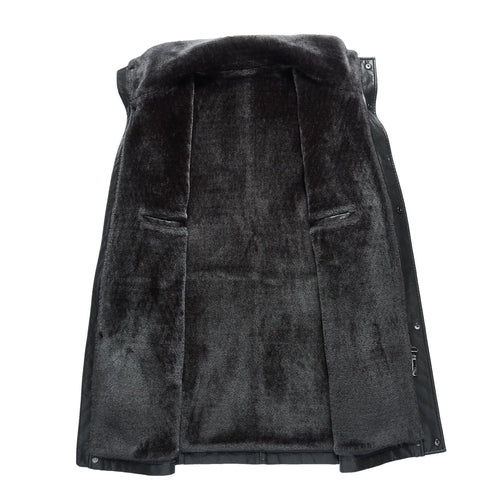 Real Leather Men's Winter Jacket – Thickened & Fleece-Lined Elegance